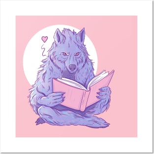 Werewolf reading a book Posters and Art